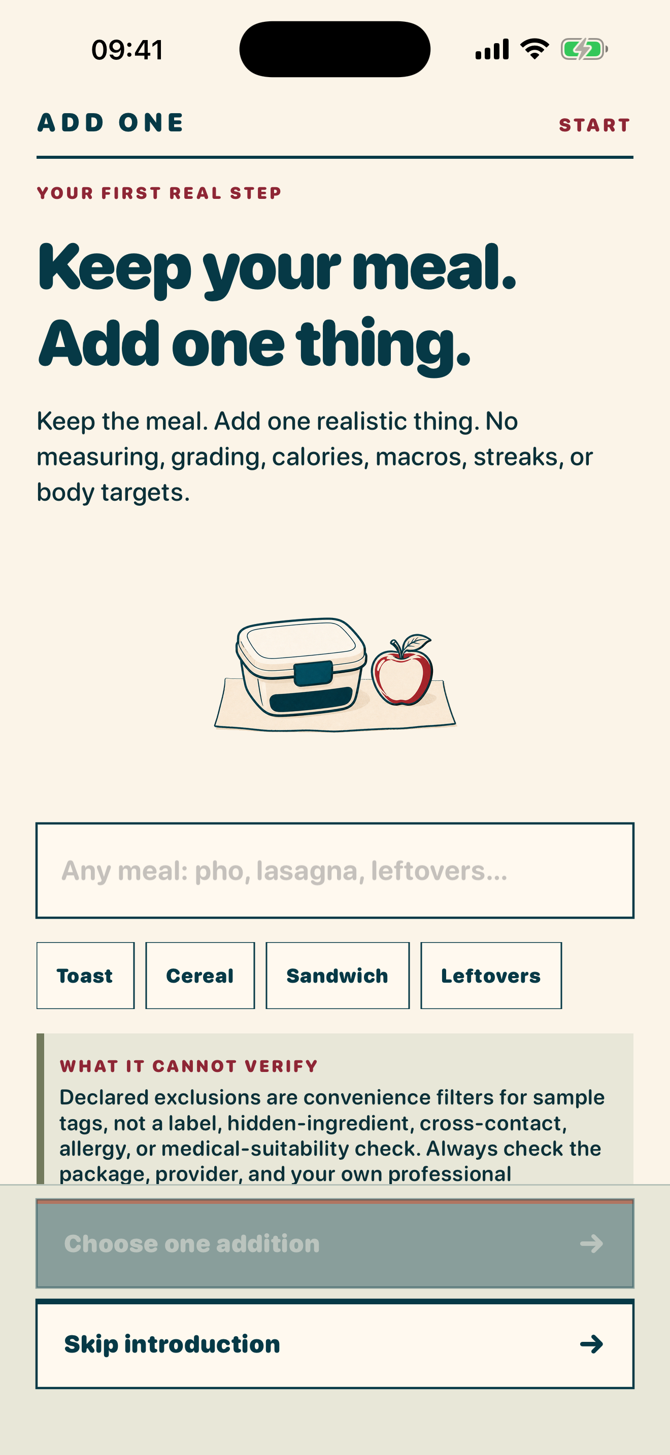 Add One — Say what you are eating